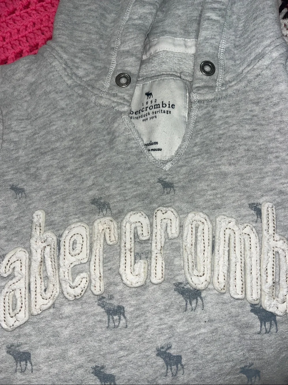 Abercrombie & Fitch Light Gray Hoodie with Navy Accents